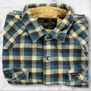 Howler Bros Shirt Mens XL Blue Plaid Flannel Stockman Snap Up Western